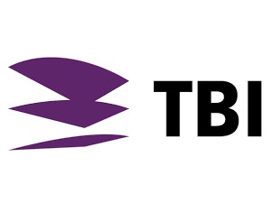 Logo van het bedrijf TBI.