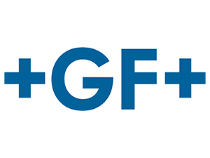 Logo van het bedrijf GF.